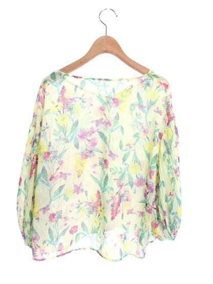 グレースコンチネンタル ボタニカルペイントトップ 18141206 トップス 36 イエロー フラワー ITQN743FUKM8