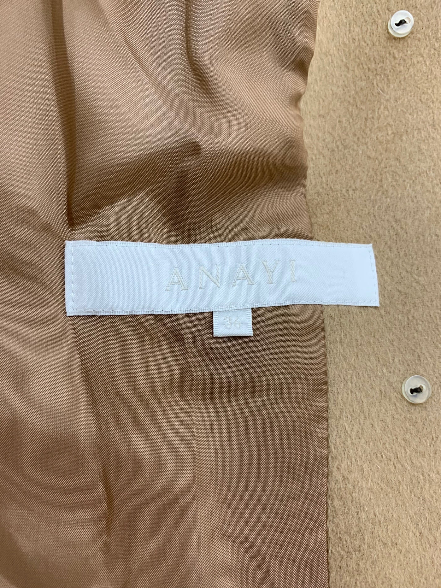 アナイ 17027-42-83-360 コート 36 キャメル ウール フォックスファー IT43B67BDK4Y