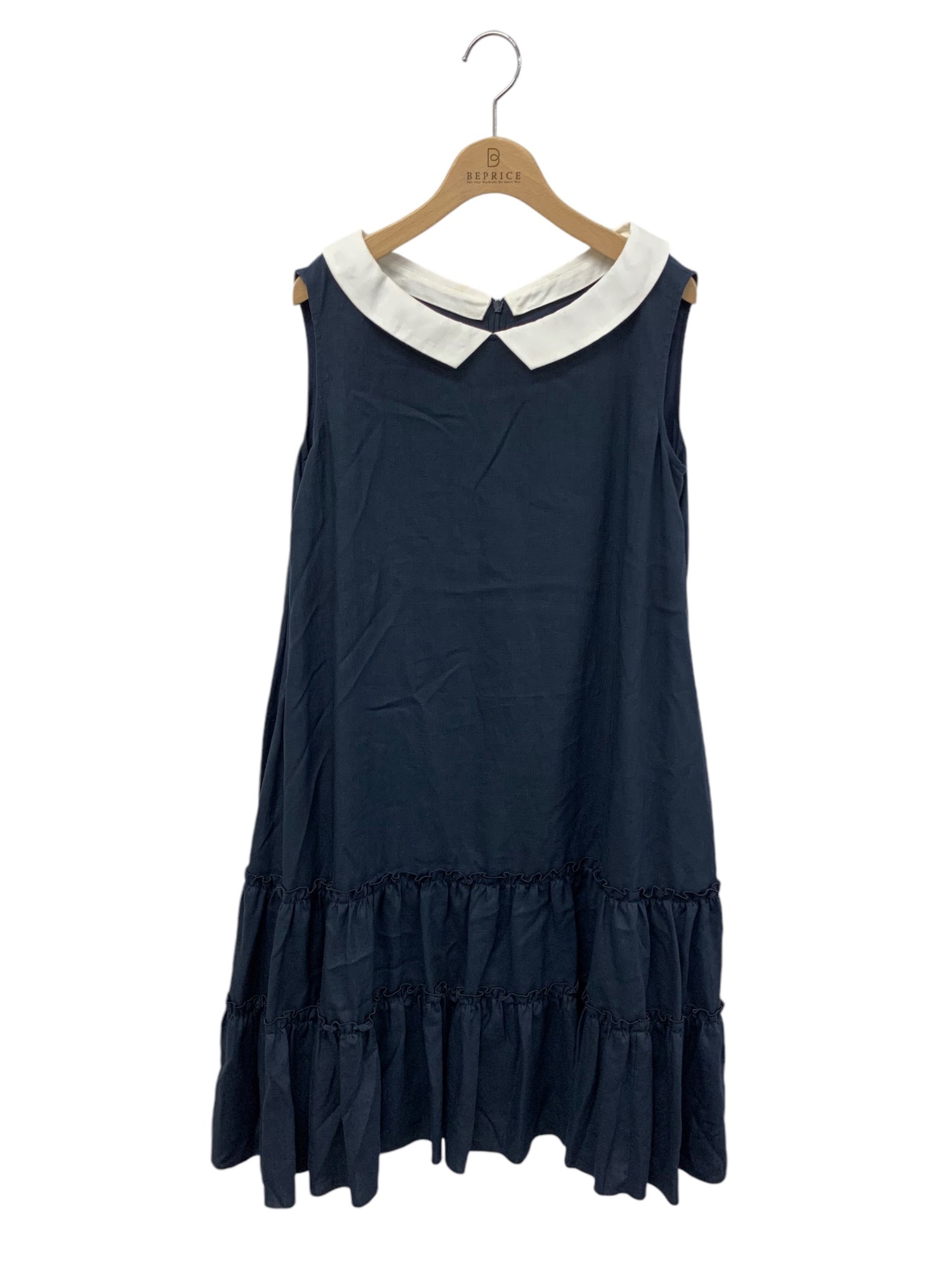 ルネ Washable Linen Tiered Dress 6026820 ワンピース 36 ネイビー | 中古ブランド品・古着通販ビープライス