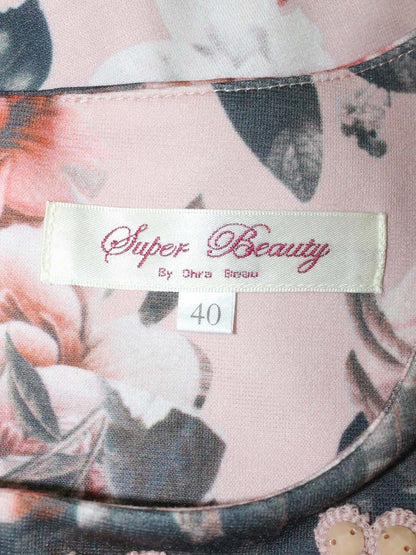 スーパービューティー ワンピース 40 ピンク フラワープリント ラインストーン ITZDEITK82FS