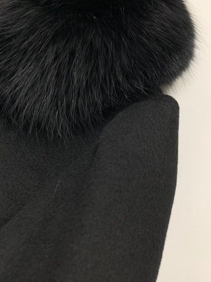 スーパービューティー ロングコート 44 ブラック フォックスファー ウール ITRL9F37MNPJ