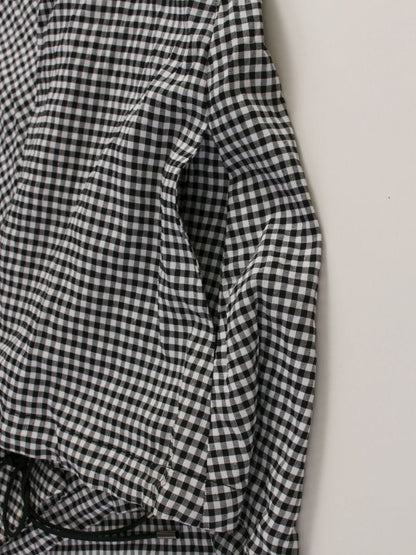 エムズグレイシー 019107 ジャケット 38 ブラック/ホワイト ギンガムチェック カメリアWジップ フード ITX7LUOBH9T2