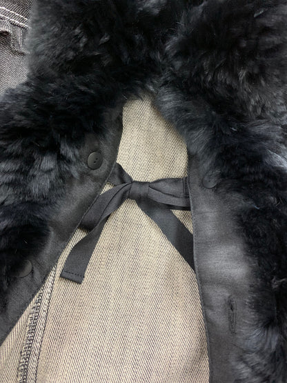 トゥービーシック W5E01-408-09 デニムジャケット 40 ブラック スパンコール ラビットファー付き ITL2N4GH7MDG