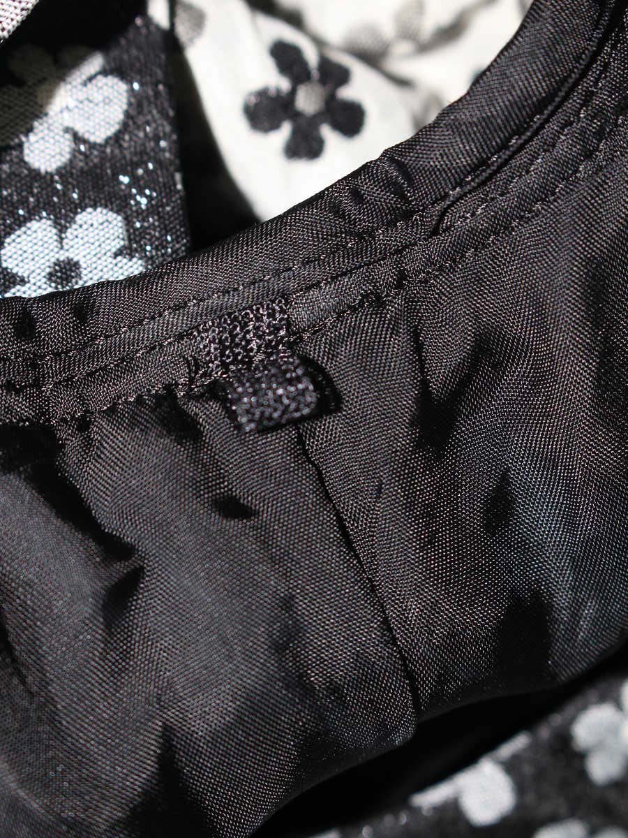 エムズグレイシー 721514 ワンピース 40 ブラック/ホワイト/グレー フラワーモチーフ リボン ITESL7225LXC