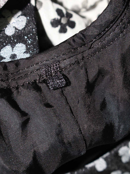 エムズグレイシー 721514 ワンピース 40 ブラック/ホワイト/グレー フラワーモチーフ リボン ITESL7225LXC