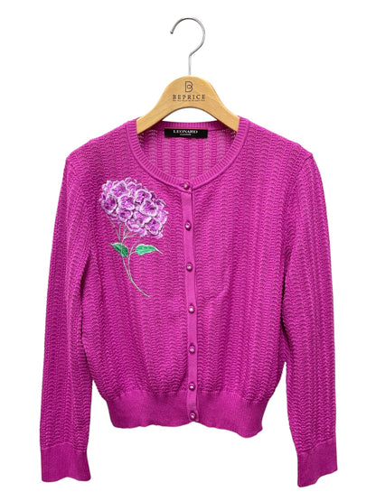 レオナールファッション 0397776 カーディガン 42 パープル 23SS アジサイ 刺繍 立体 ビジュー IT768JJUKT9Z