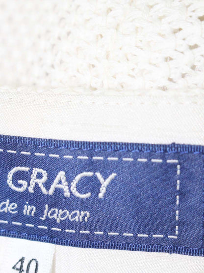 エムズグレイシー 314505 ジャケット 40 ホワイト ニット ストーンボタン ITSDISKBTEA4