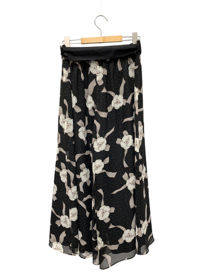 エムズグレイシー 416303 パンツ 40 ブラック カメリア フラワーモチーフ ワイド IT36ZJU2CRTC