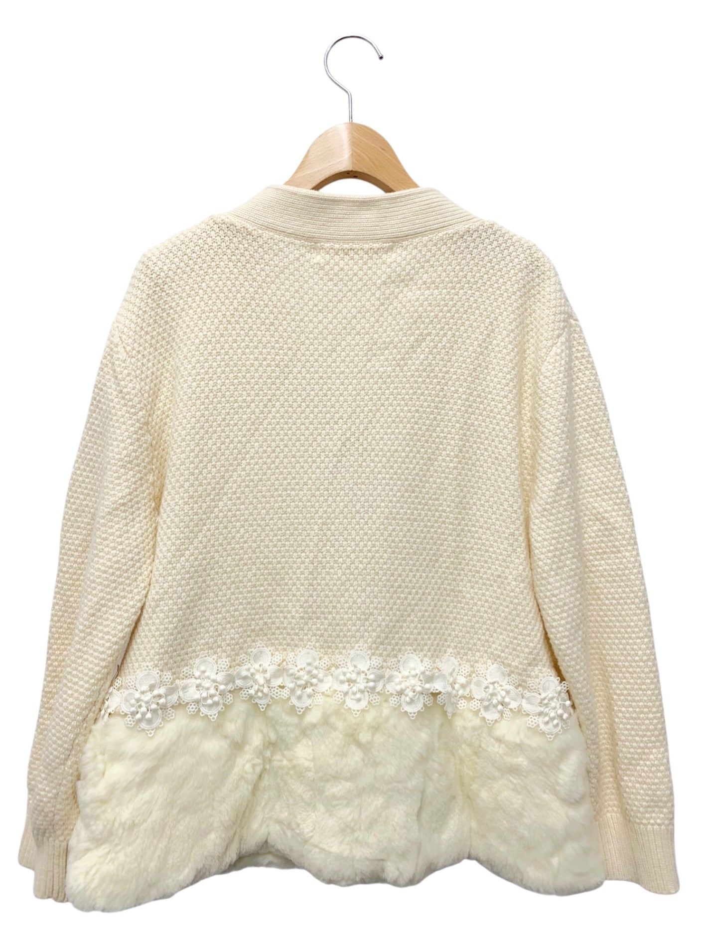 スーパービューティー ボレロ 40 アイボリー ニット レース ストーン レッキス ファー 2way IT783VPFNPVK 【SALE】