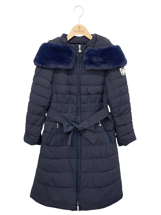 エムズグレイシー フェイクファー付きロングダウンコート 319605 38 ネイビー カメリアジップ IT97AZHWLHTE