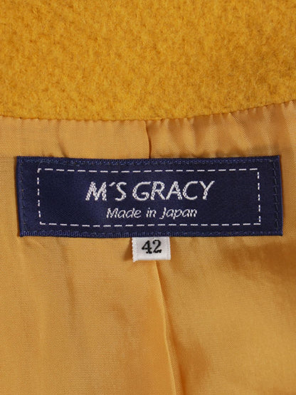 エムズグレイシー 014522 ジャケット 42 イエロー ウール混 リボン ITIYK3GCDVX8