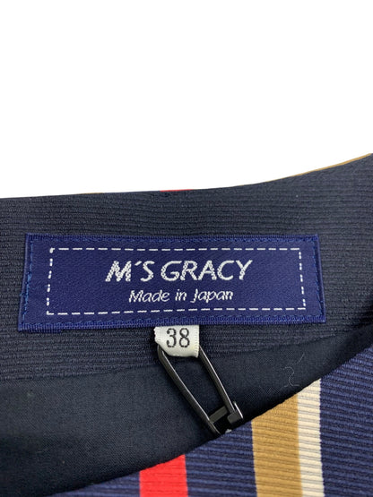 エムズグレイシー 111307 ワンピース 38 ネイビー マリンチェックワンピース IT6DGZWOBOD3