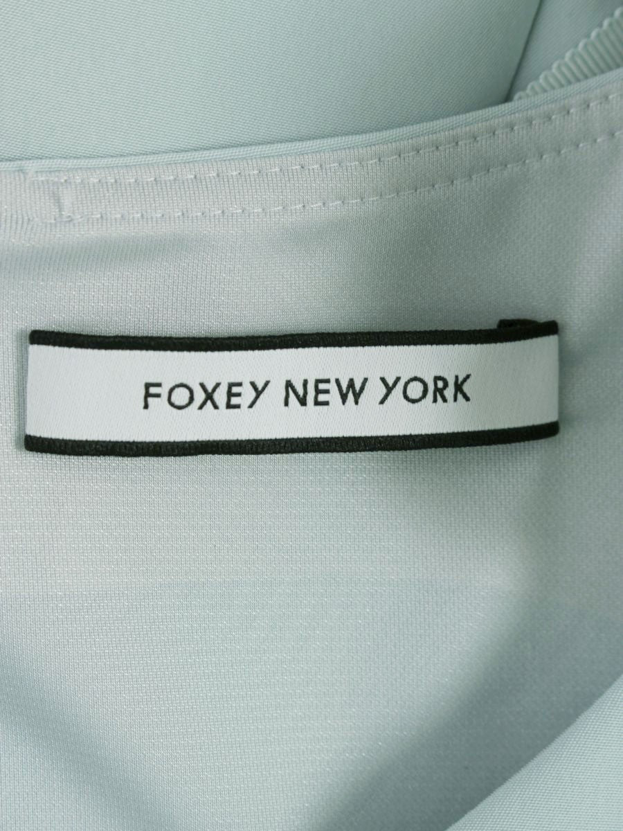 フォクシーニューヨーク 36462 ワンピース 40 ブルー 肩リボン IT7LPRBOR7EA