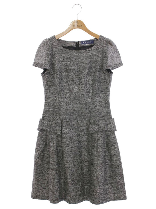 エムズグレイシー 321326 ワンピース 38 グレー リボン IT9ZYV12WWLE