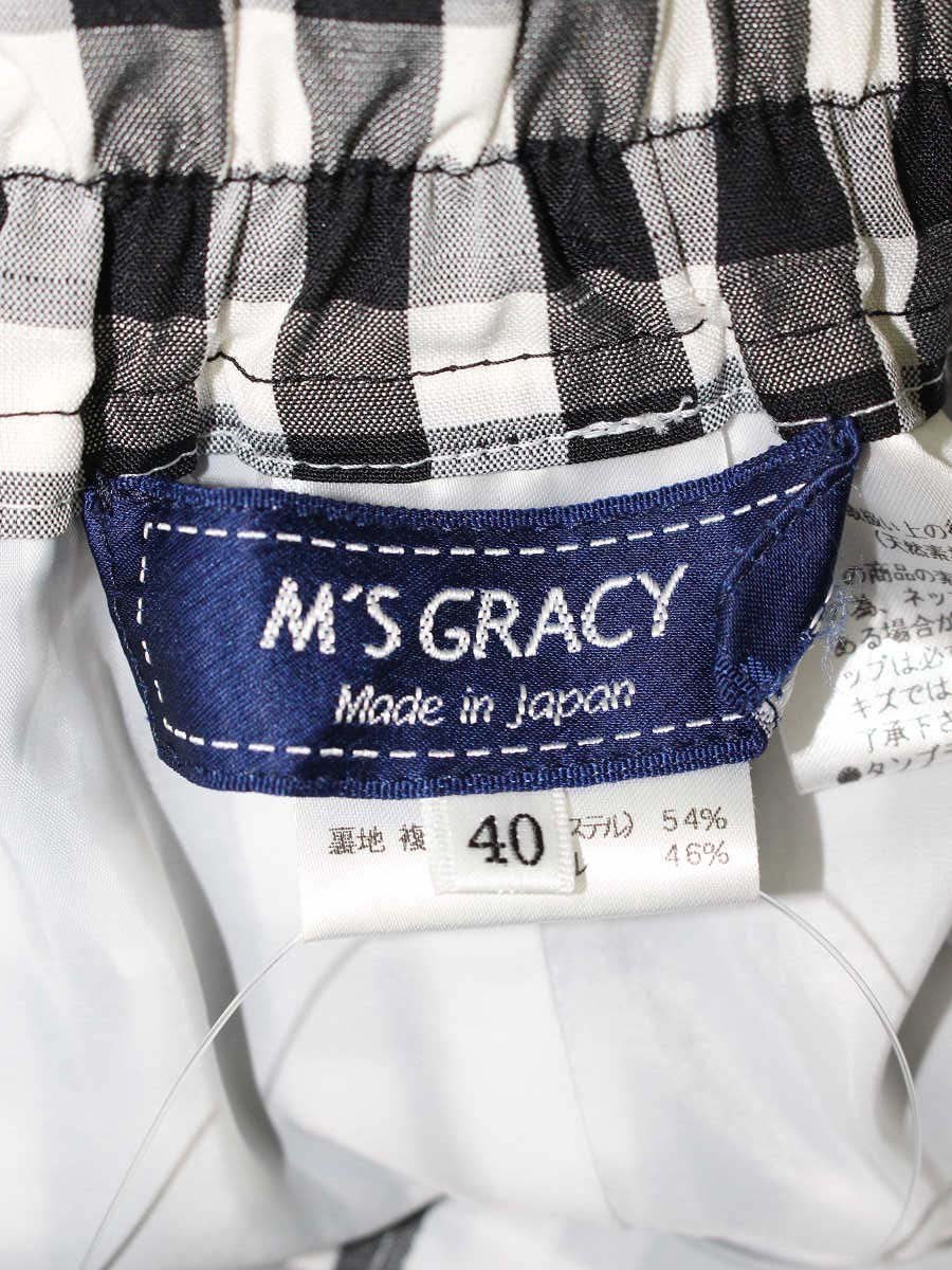 エムズグレイシー 216307 パンツ 40 ブラック/ホワイト ギンガムチェック IT7Y6DUD72MK