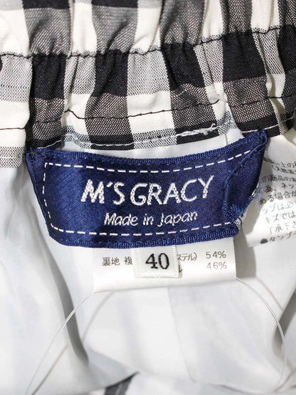 エムズグレイシー 216307 パンツ 40 ブラック/ホワイト ギンガムチェック IT7Y6DUD72MK