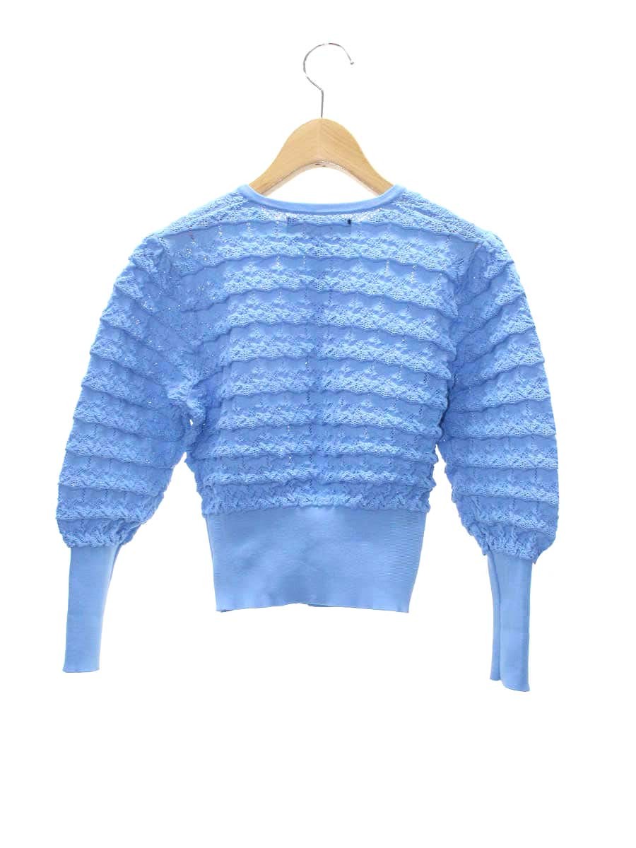エムズグレイシー 118136 カーディガン 38 ブルー レース編み フロントボタン ITC92HJXN192