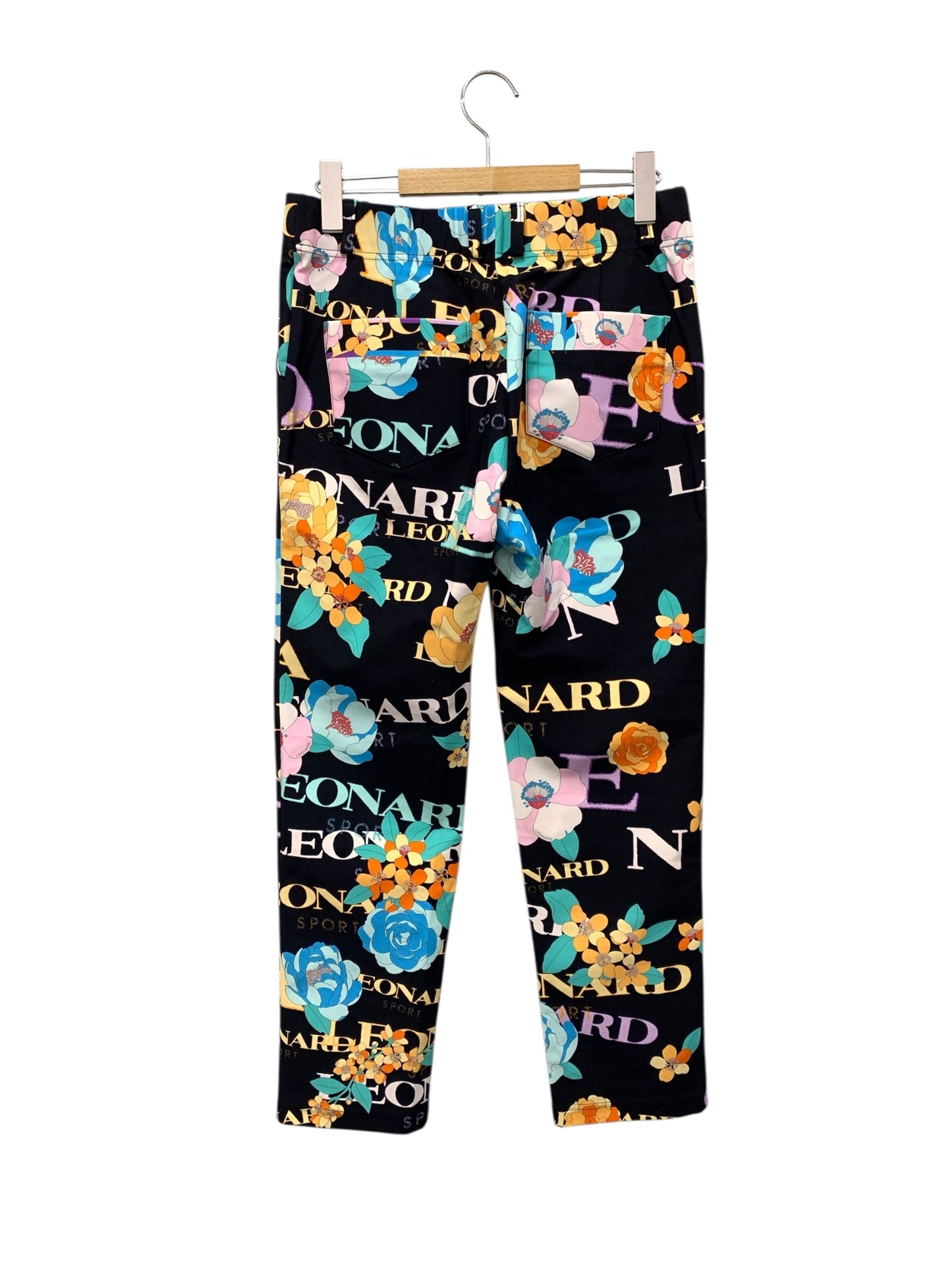 レオナールスポーツ 0553140 パンツ 40 ネイビー ロゴ フラワーモチーフ ジャージー ITJZX1Z6N9LK