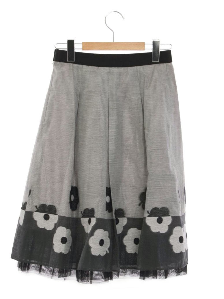 エムズグレイシー Jacquard Flower Skirt 917331 36 グレー フラワーモチーフ スカート IT5XUPBV45B8