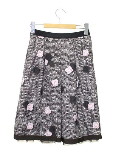 エムズグレイシー 017515 スカート 36 ブラウン フラワーモチーフ チュール ITFIFFN1R9XC