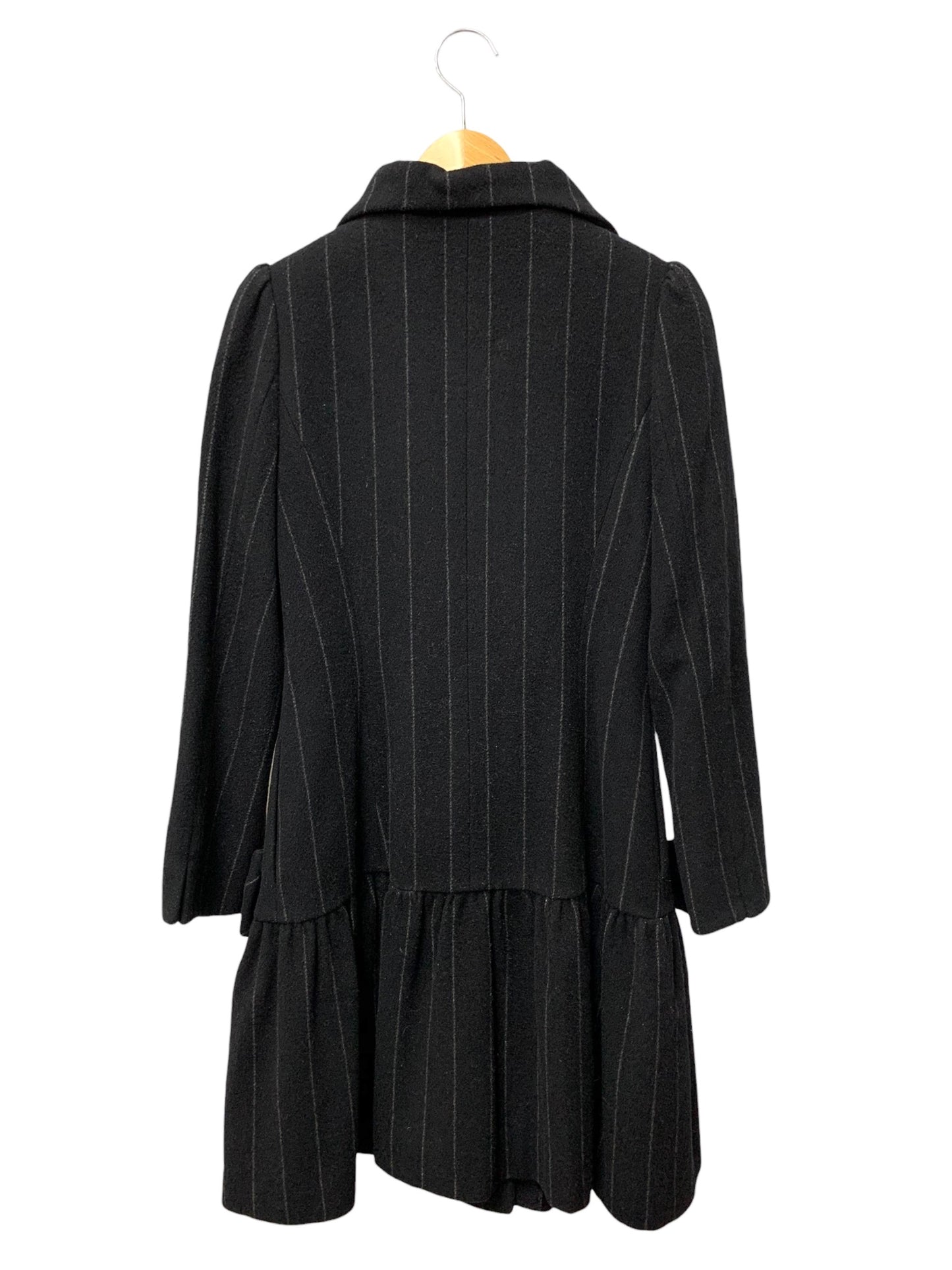 エムズグレイシー 429511 コート 36 ブラック ウール混 ストライプ リボン ITOEYYU7WYNK