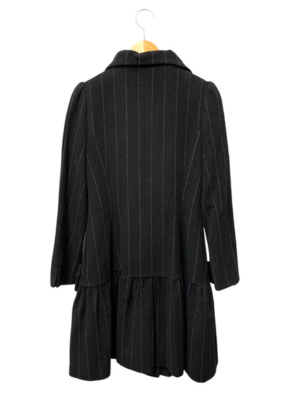 エムズグレイシー 429511 コート 36 ブラック ウール混 ストライプ リボン ITOEYYU7WYNK