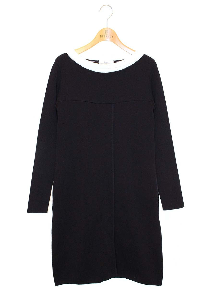 ルネ 6912780 ワンピース 34 ネイビー ニット ロールカラー IT4ZIHVQ89PU