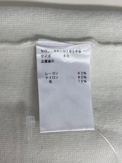 エムズグレイシー 018559 ワンピース 40 ホワイト ウエストリボン ドット ニット ITGND8HIMGSG