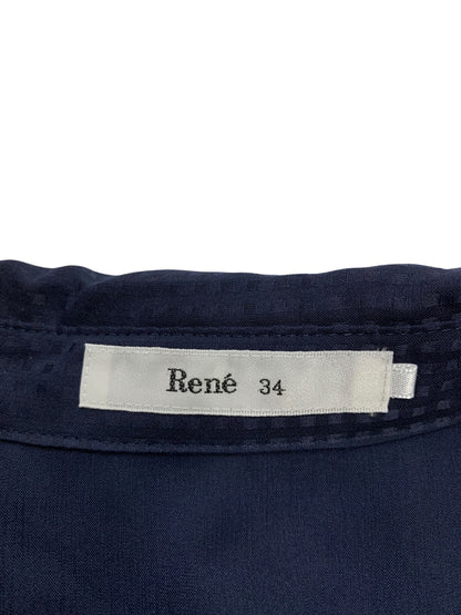 ルネ 6036720 ワンピース 34 ネイビー フェイクパール チェック IT7UQ8AZV91O