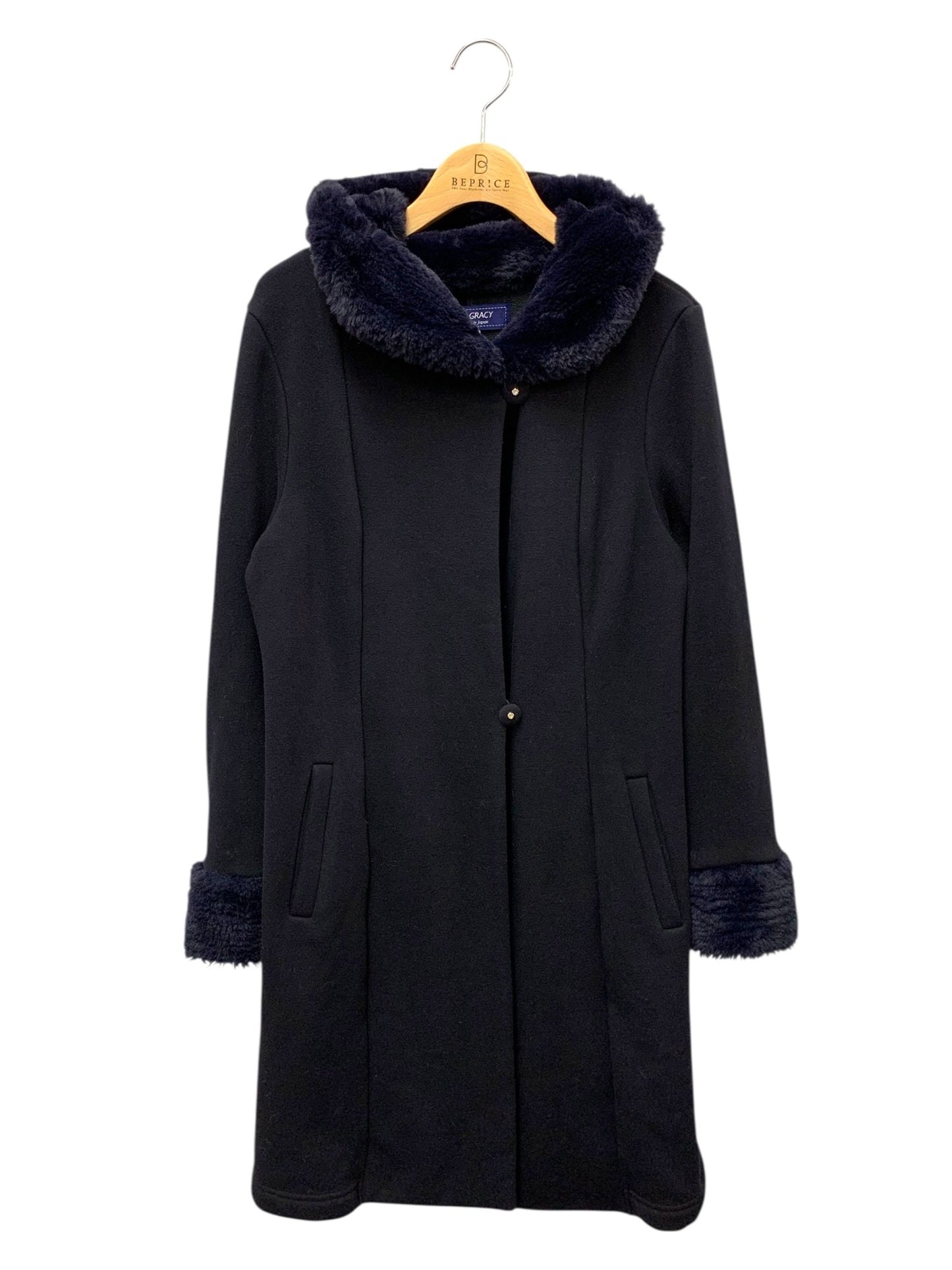 エムズグレイシー 724527 コート 38 ネイビー ボンバーヒート フード ITA3XAMZMXGW