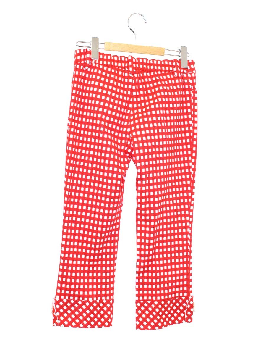 エムズグレイシー 626311 パンツ 38 レッド ギンガムチェック 裾ボタン ITSX6HE5WSHG