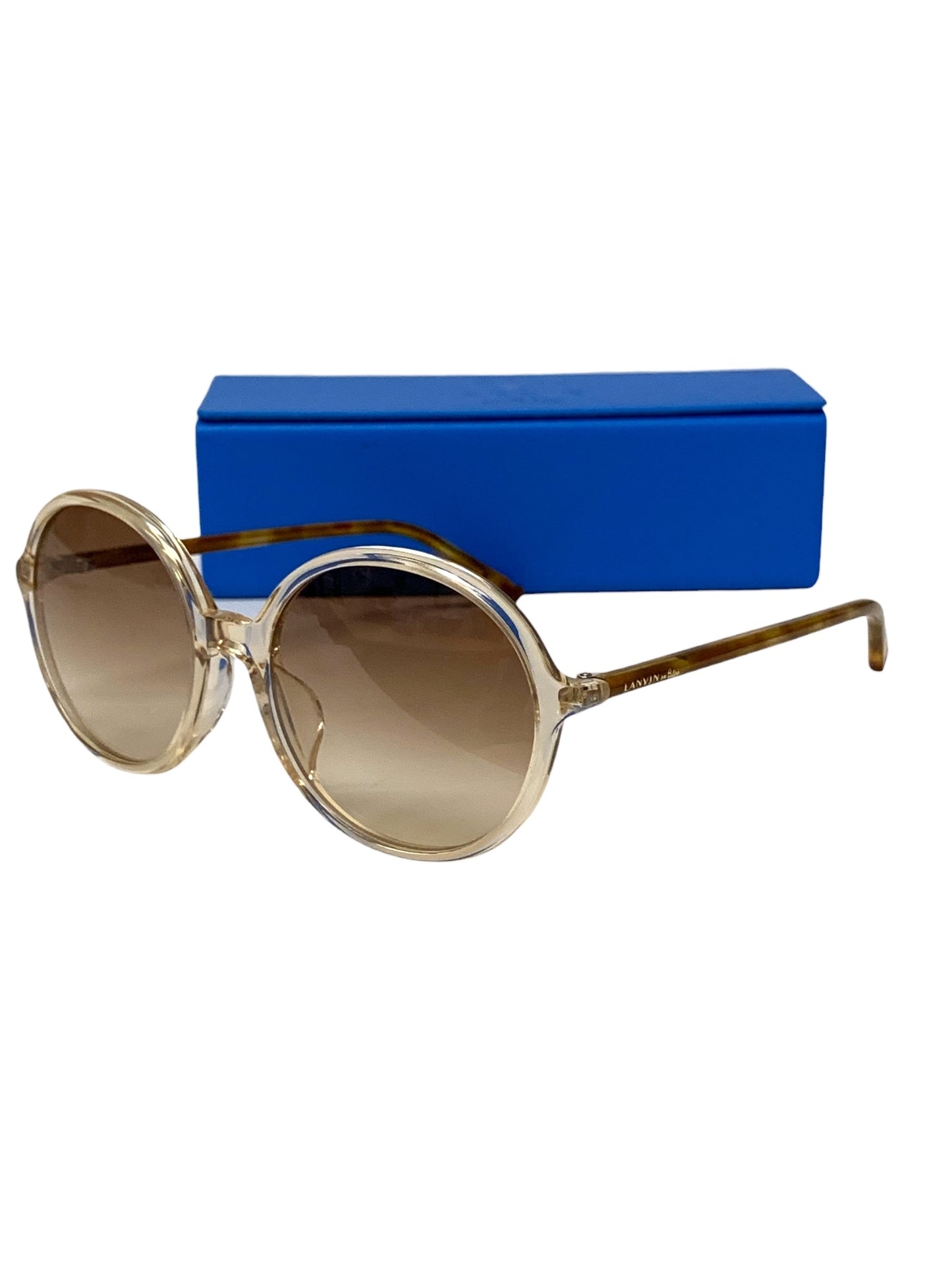 ランバンオンブルー SLB008J サングラス ブラウン セルフレーム フルリム ラウンド（丸メガネ）クリアカラー IT25UVO4E4GB