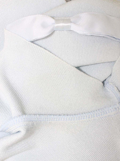 ルネ 6712070 ニット 36 ブルー 袖リボン ロゴ スクエアネック ITCVH0U2MRL4