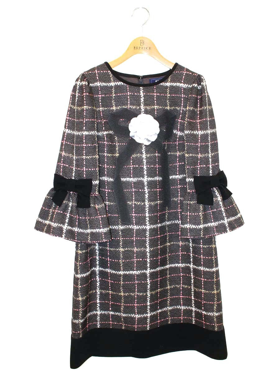 エムズグレイシー Tweed like Print One-piece 911537 36 ブラック IT9PANWVG14Z