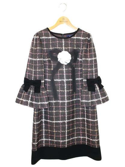 エムズグレイシー Tweed like Print One-piece 911537 36 ブラック IT9PANWVG14Z