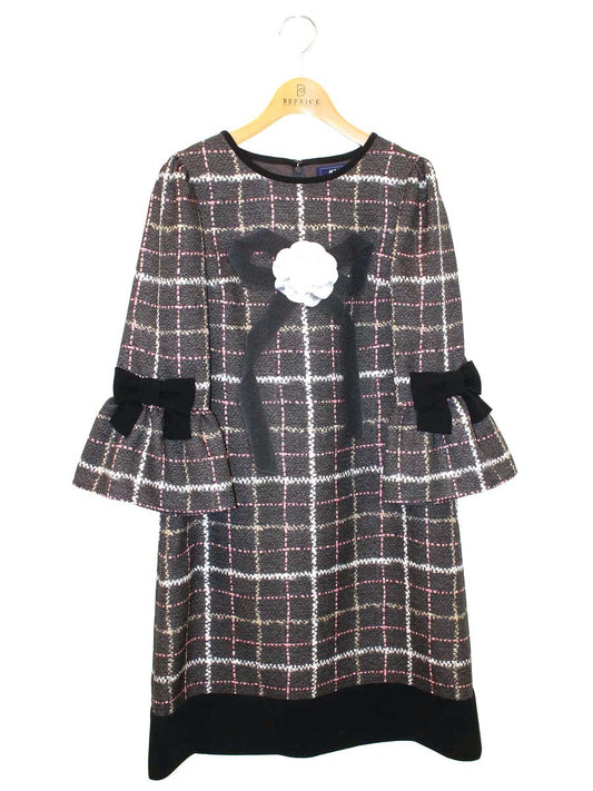 エムズグレイシー Tweed like Print One-piece 911537 36 ブラック IT9PANWVG14Z