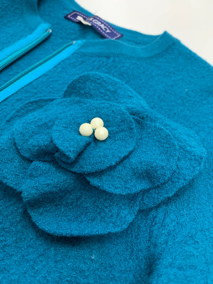 エムズグレイシー 428565-2 カーディガン 38 グリーン ウール Wジップアップ パール IT4GY4R66WYW