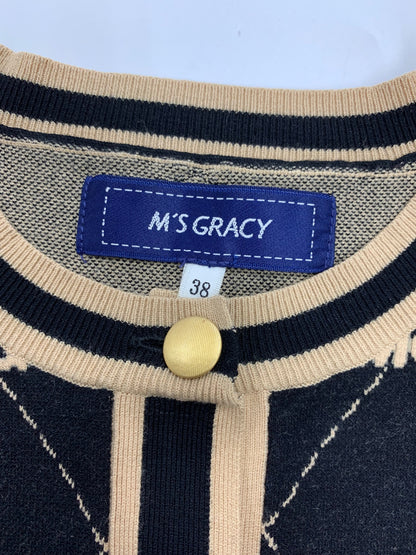 エムズグレイシー 花＆ロゴJQニットカーディガン 218532 38 ブラック ITI1A10KCSNE