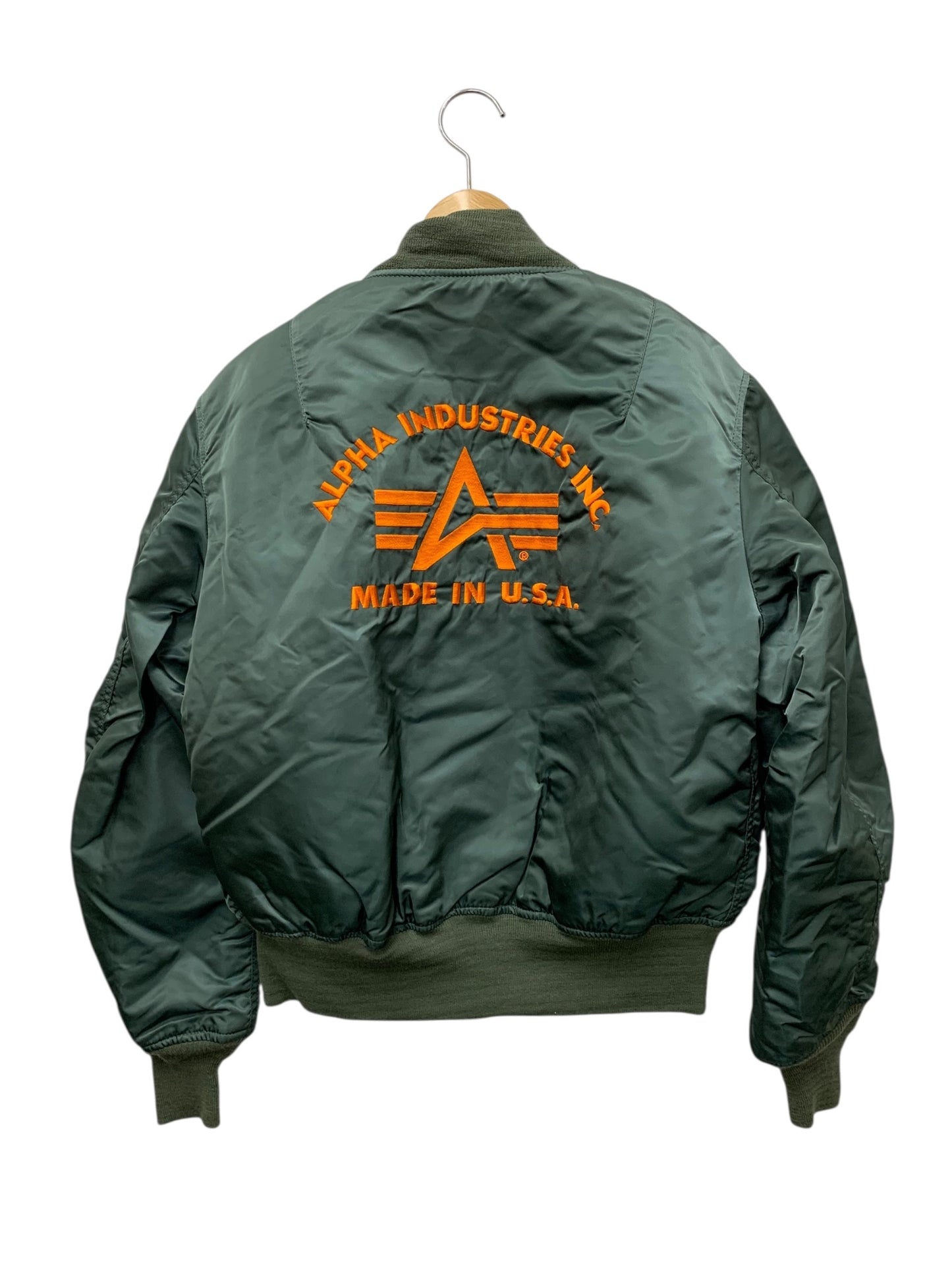 アルファインダストリーズ ブルゾン M カーキグリーン リバーシブル ロゴ刺繡(オレンジ) ITHP8WJ5TS2I