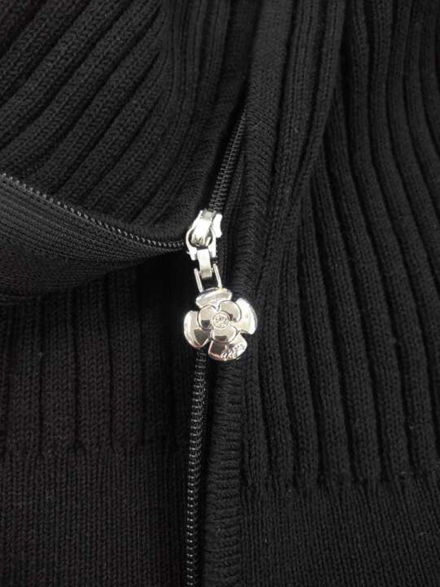 エムズグレイシー 配色大襟ジップアップニット 418633 カーディガン 38 ブラック ITCCO4ERUPEU