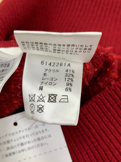 ルネ 6142261 ジャケット 36 レッド ニットツィード フェイクパールボタン ITVT5MUIY2G7