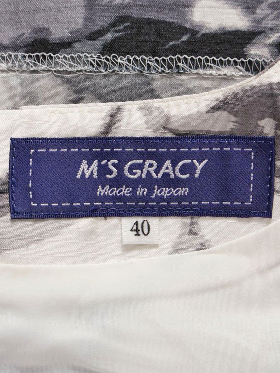 エムズグレイシー 011108 ワンピース 40 ホワイト フラワーモチーフ ITFS7MNMA7G2