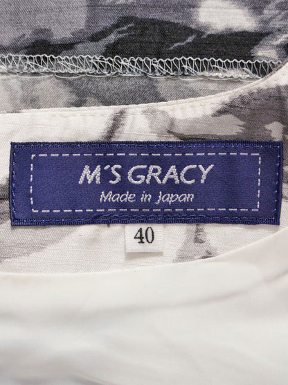 エムズグレイシー 011108 ワンピース 40 ホワイト フラワーモチーフ ITFS7MNMA7G2