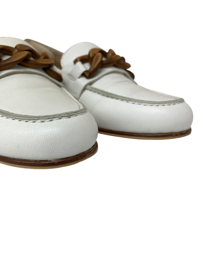 ルカグロッシ ローファー 35 1/2 ホワイト チェーンビット ウッド ITB9FQR7VK8M 【SALE】