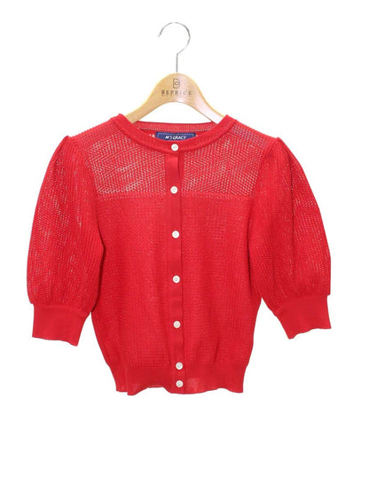 エムズグレイシー Mesh Cardigan 918345 カーディガン 38 レッド メッシュ IT6PSIHAHGX0