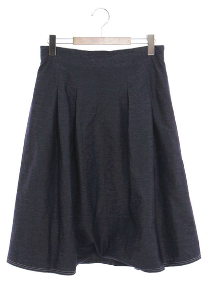 エムズグレイシー 0983 スカート 38 ネイビー デニム フレア ITZ44YGKAEJC