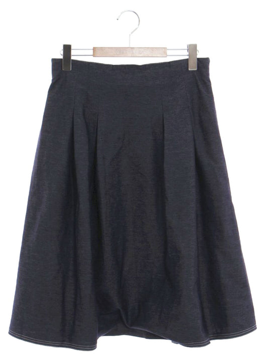 エムズグレイシー 0983 スカート 38 ネイビー デニム フレア ITZ44YGKAEJC