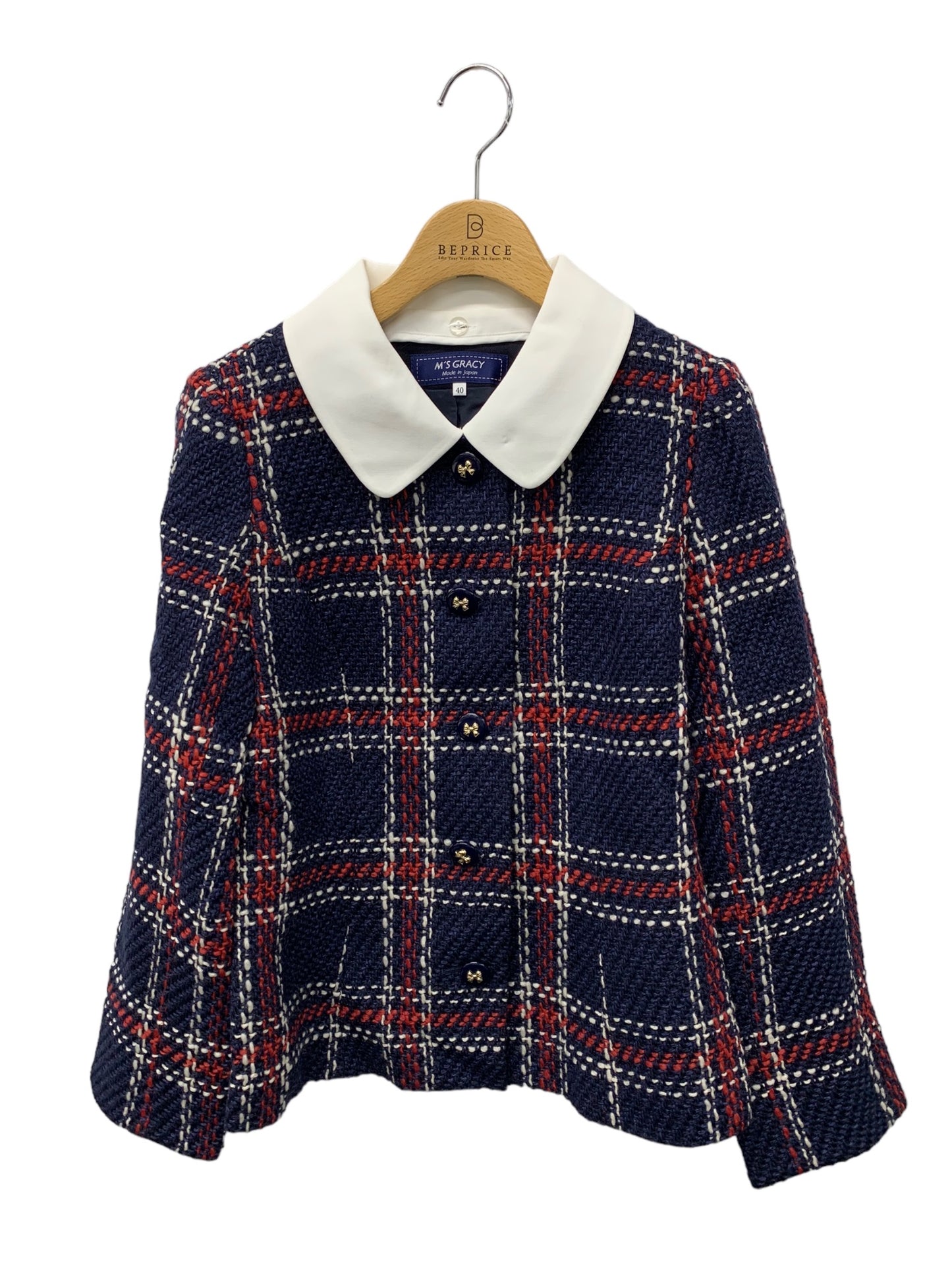 エムズグレイシー Trad Check Jacket 814530 ジャケット 40 ネイビー ITWQVS6XD79W