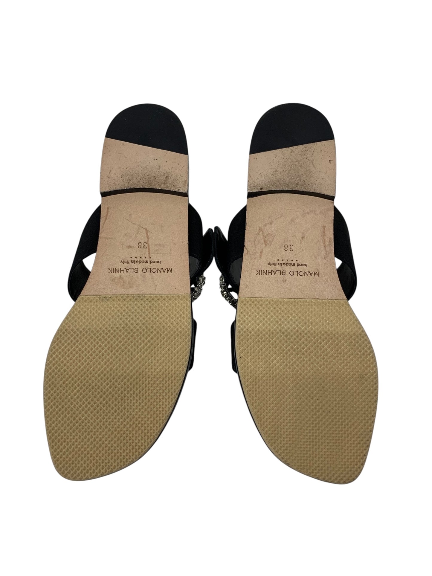 マノロブラニク TITUBAFLAT JEWEL 010 サンダル 38 ブラック ハンギシ IT306KENAM8O