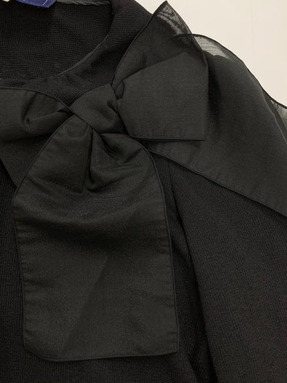 エムズグレイシー ギャザー襟シアーケープ 414302 カーディガン 36 ブラック ITXZD98LBFNS